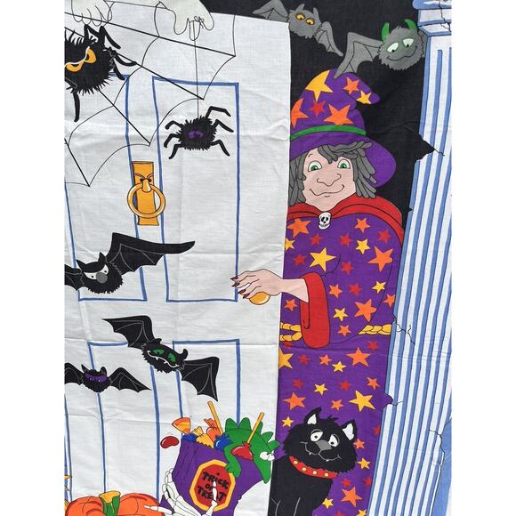 Cranston Halloween Door Panel Cover Glow in the Dark Witch Black Cat 54 x 57 - Picture 6 of 8